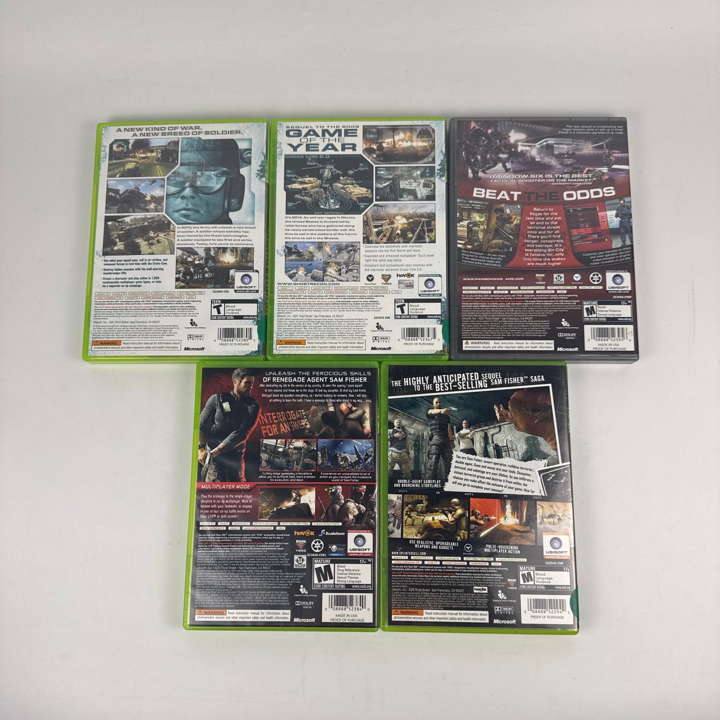 Lot of 5 Microsoft Xbox 360 Games Tom Clancy Games Bundle