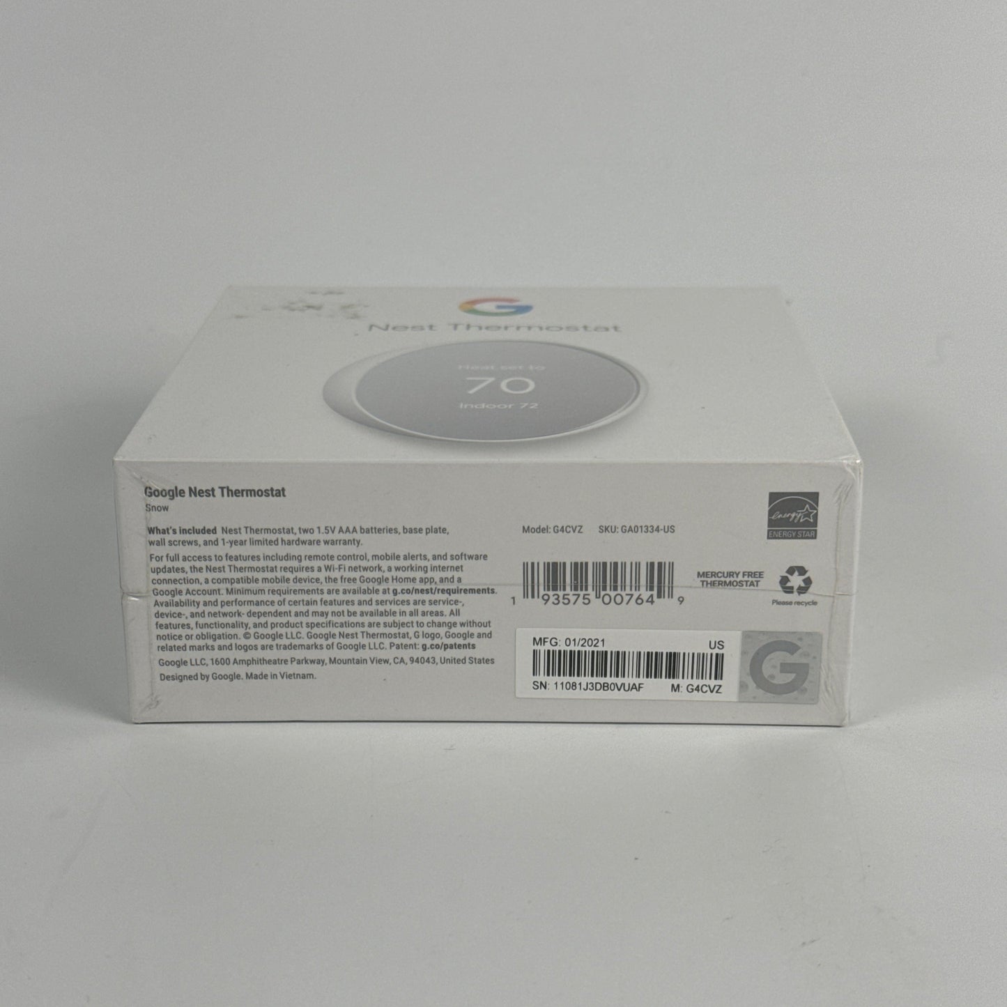 New Google Nest Thermostat Smart Thermostat Snow G4CVZ