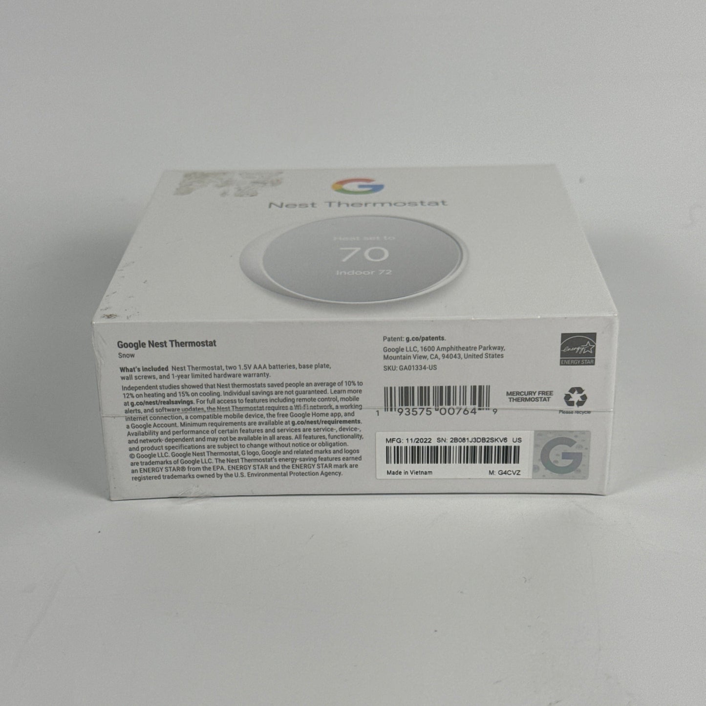 New Google Nest Thermostat Smart Thermostat Snow G4CVZ