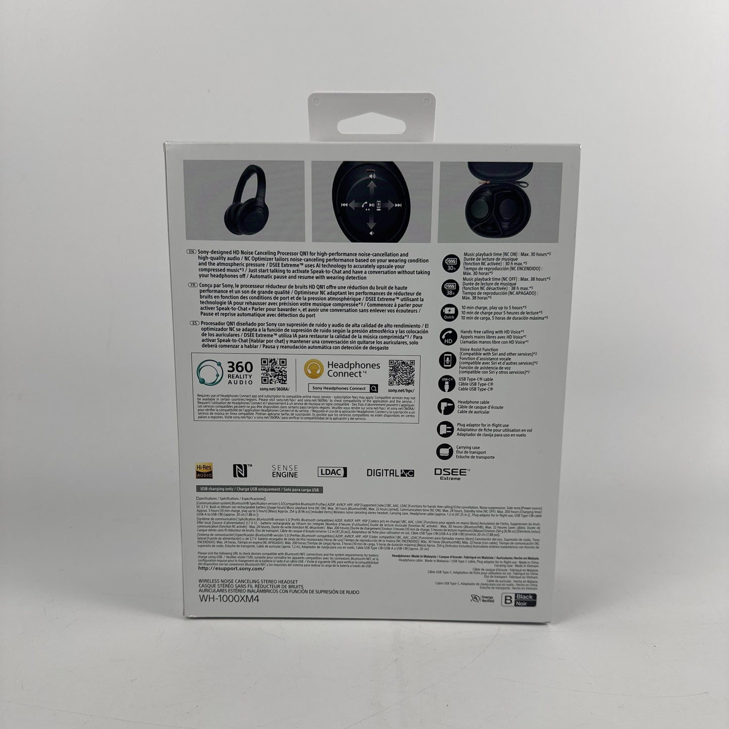 Sony WH-1000XM4 Wireless On-Ear Bluetooth Headphones Black WH-1000XM4